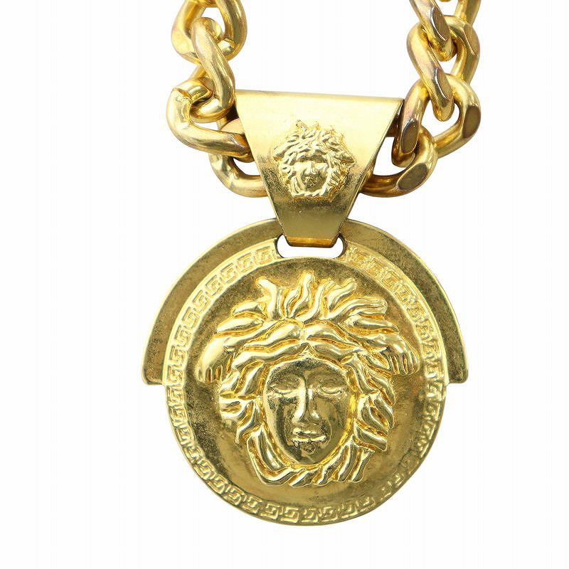 VERSACE ゴールド ネックレス メダル型 ヴェルサーチ ヴェルサーチェ VERSACE ヴィンテージ 特大メダル