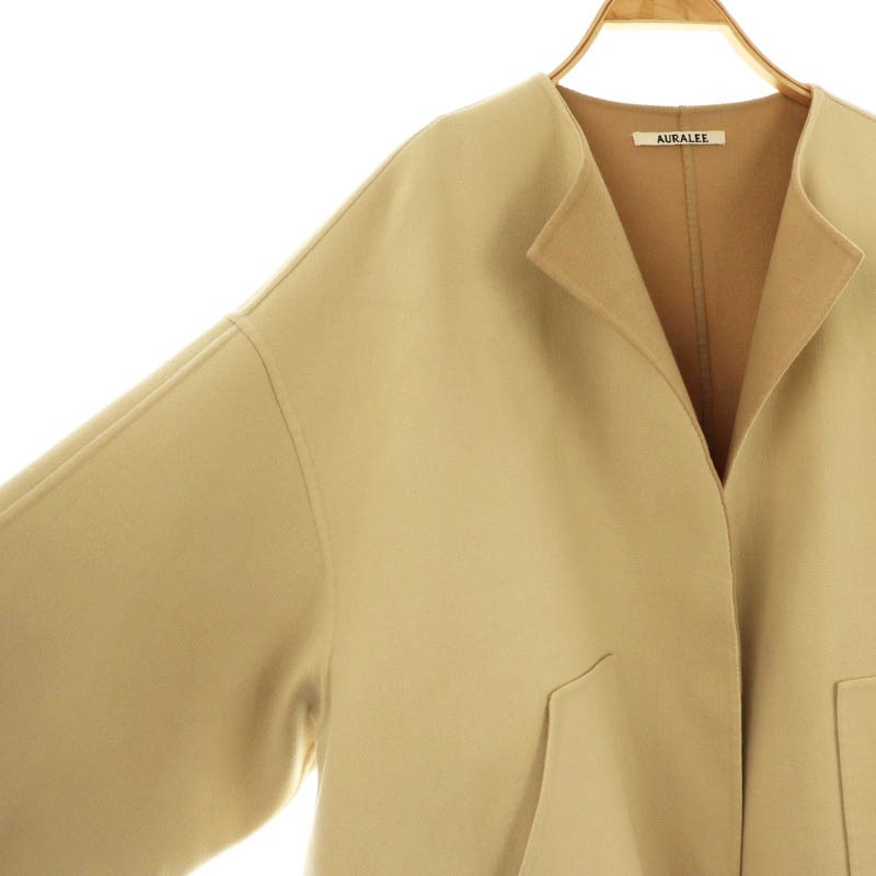 オーラリー AURALEE SUPER FINE MELTON NO COLLAR BLOUSON ノーカラーコート アウター 0 ベージュ DF OS レディース 222-902507250120