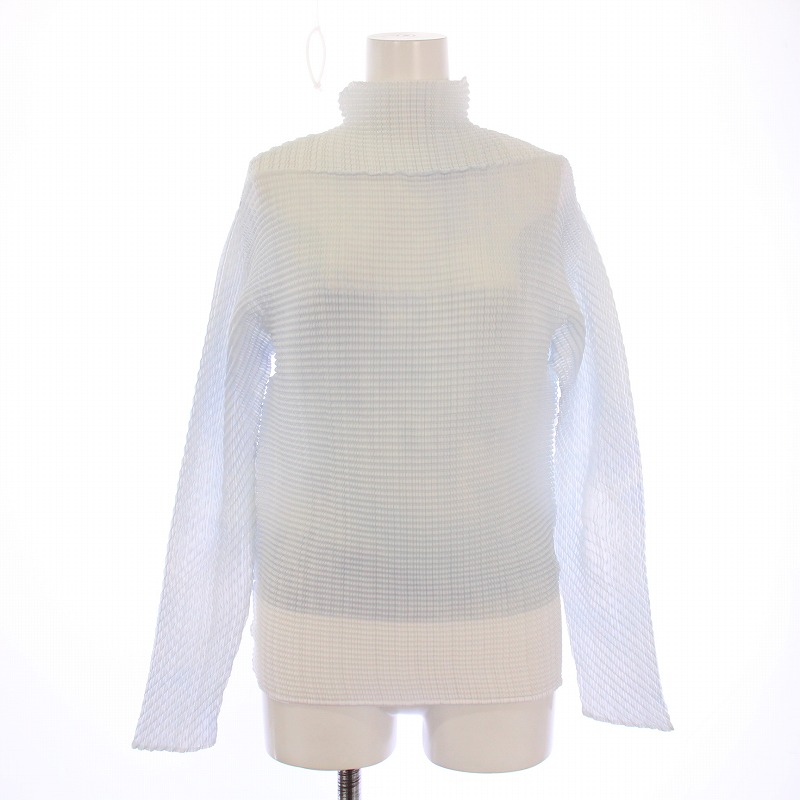イッセイミヤケ ISSEY MIYAKE 24SS カットソー 長袖 ハイネック ストレッチ シアー シースルー 2 水色 ライトブルー /BB レディース イッセイミヤケ ISSEY MIYAKE 24SS カットソー 長袖 ハイネック