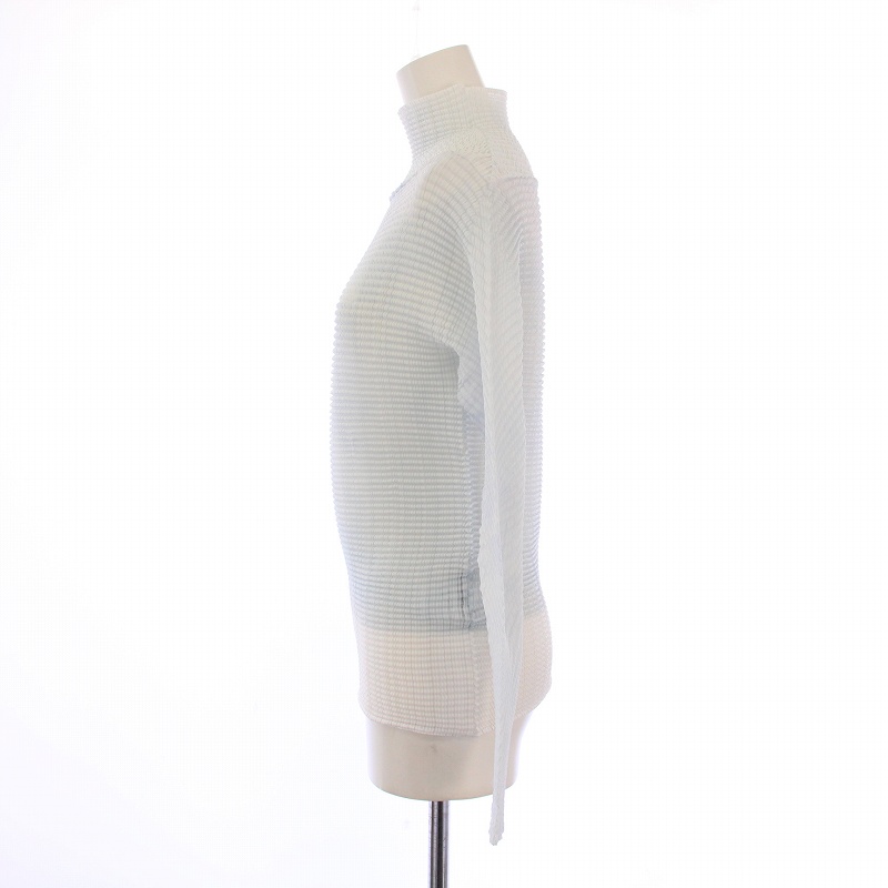 イッセイミヤケ ISSEY MIYAKE 24SS カットソー 長袖 ハイネック ストレッチ シアー シースルー 2 水色 ライトブルー /BB レディース イッセイミヤケ ISSEY MIYAKE 24SS カットソー 長袖 ハイネック