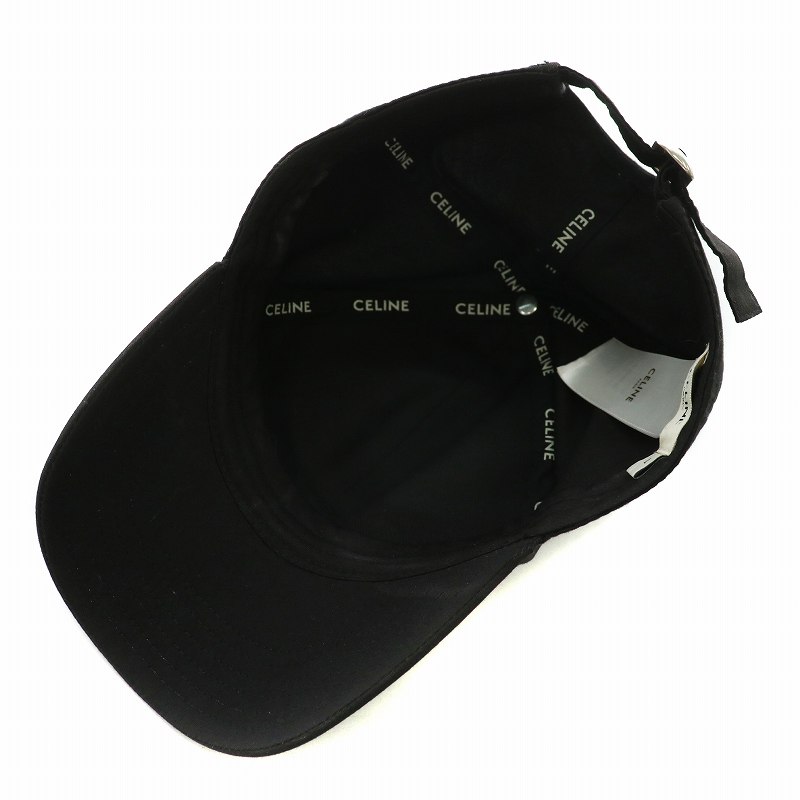 セリーヌ CELINE 帽子 ベースボールキャップ ロゴ 刺繍 L 黒 ブラック  