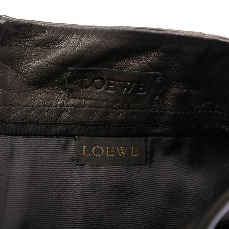 ロエベ LOEWE フレアスカート レザー 羊革 ミモレ ロング