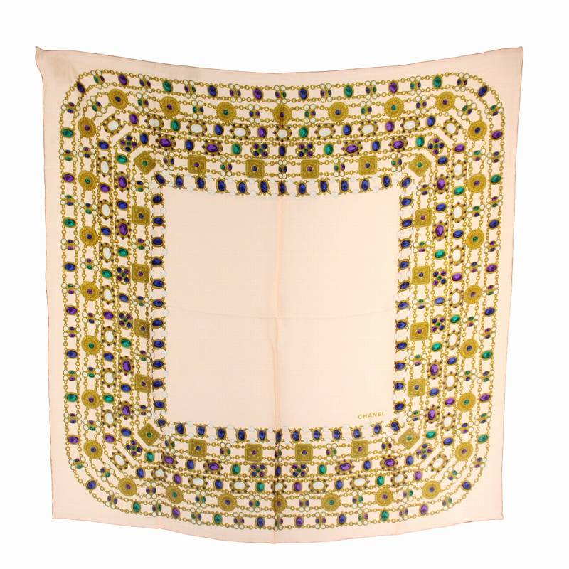 シャネル CHANEL ヴィンテージ 大判 ストール スカーフ 絹 シルク