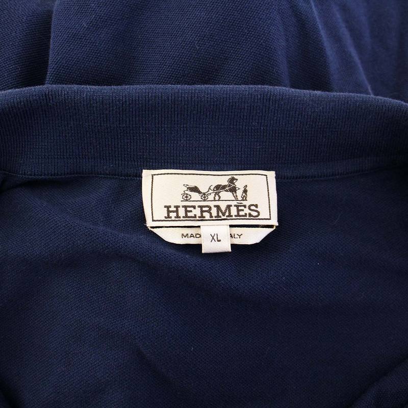 HERMES（エルメス）　ポロシャツ　ネイビー　Made in Italy メンズ HERMES エルメス 半袖ポロシャツ ネイビー XL