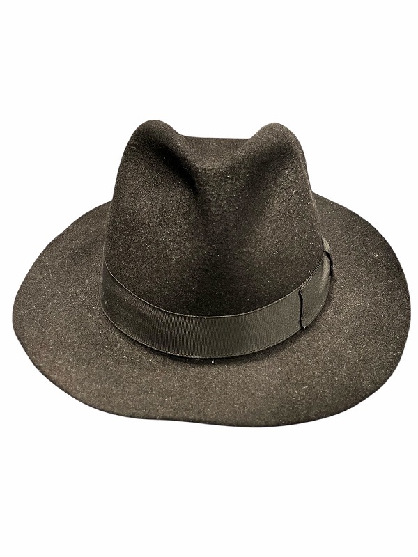 ボルサリーノ Borsalino 帽子 フェルトハット 中折れ帽 60 黒 ブラック