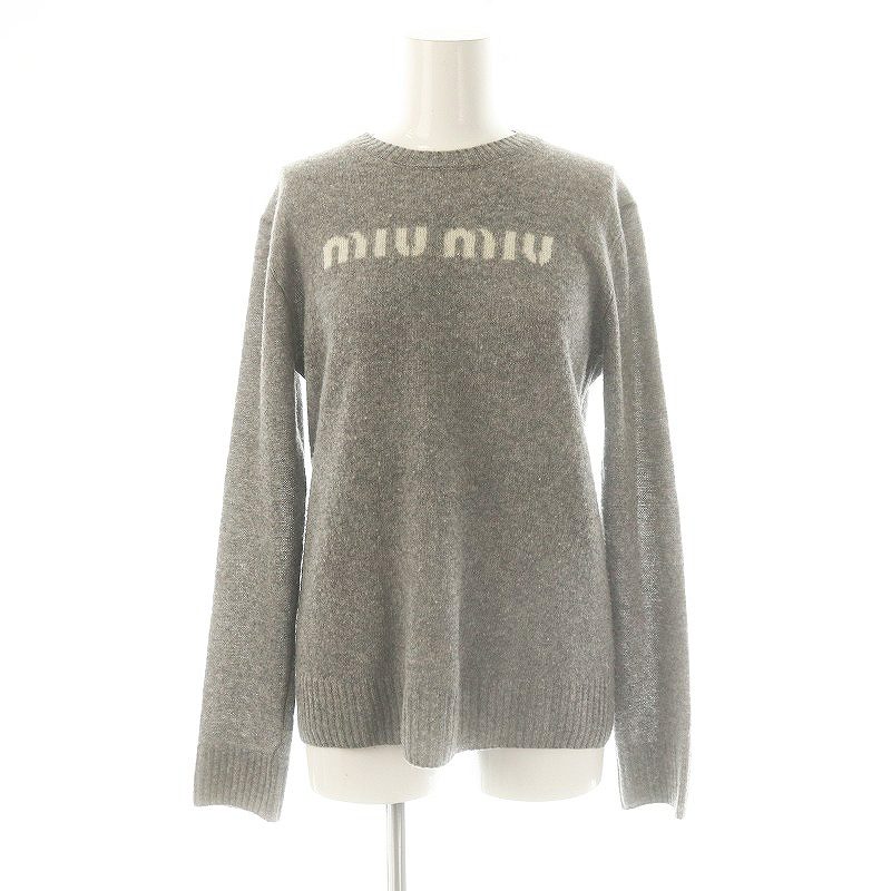 ミュウミュウ miumiu 23AW ウール カシミヤ ロゴセーター ニット 長袖 