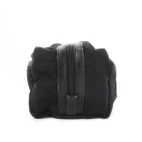 プラダ PRADA ポーチ ナイロン レザー 革 三角ロゴプレート 黒  