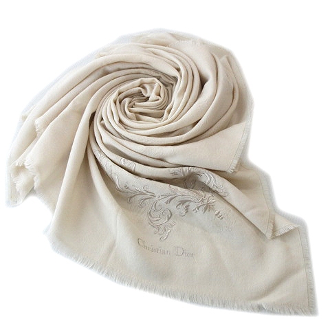 クリスチャンディオール Christian Dior 大判 ストール 刺繍 ロゴ  