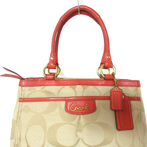 コーチ COACH トートバッグ シグネチャー キャンバス レザー F21627 赤