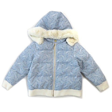 ▼▼ CELINE セリーヌ キッズ マカダム フード付 ダウンジャケット ベージュ 130cm やや傷や汚れあり CELINE セリーヌ キッズ マカダム フード付 ダウンジャケット 110cm