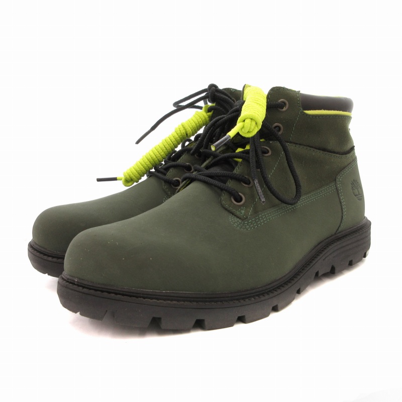 ティンバーランド スリッポン 緑 グリーン カーキ 黒 28cm 箱付き ティンバーランド Timberland ショートブーツ シューズ 異素材切替