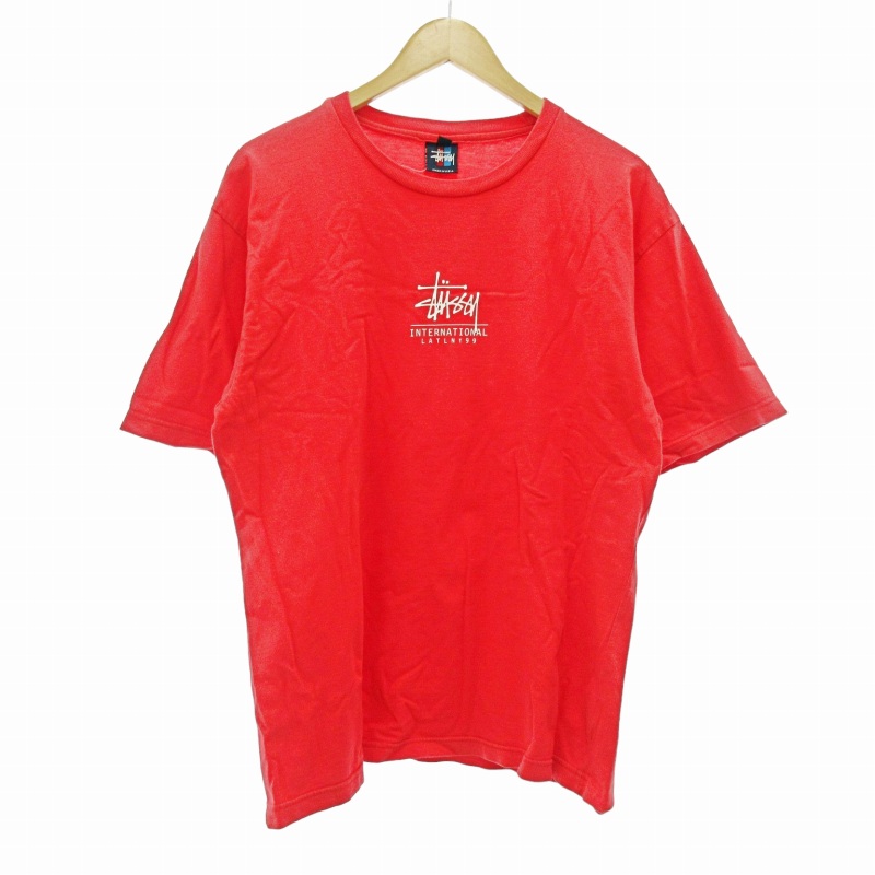 stussy レッド Tシャツ Mサイズ STUSSY ステューシー stussy ロゴ 長袖Tシャツ レッド サイズ：M