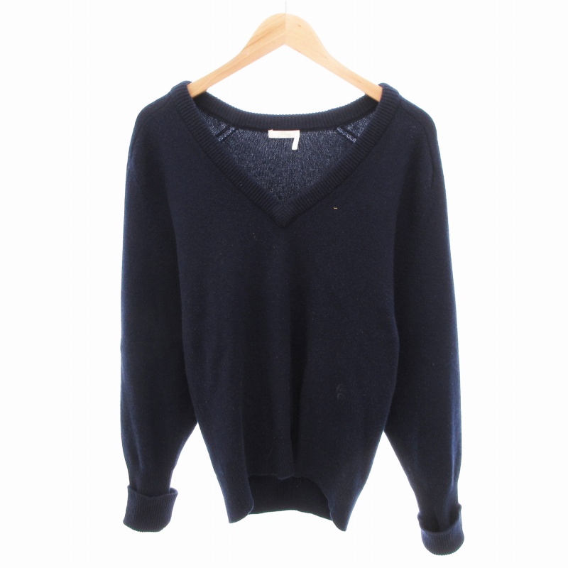 クロエ CHLOE ニット セーター Vネック カシミヤ100% 長袖 L 紺