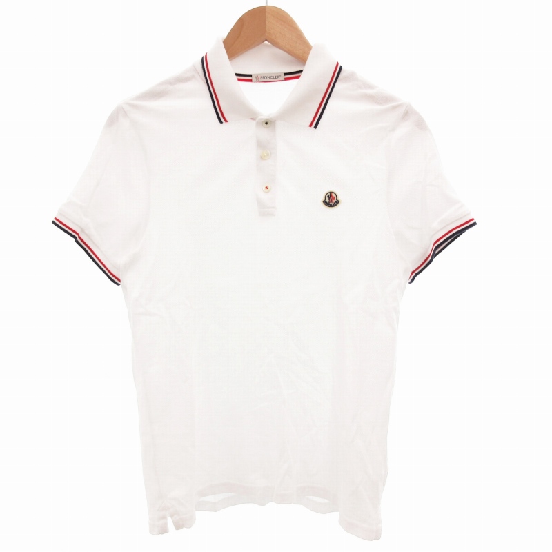 モンクレール ポロシャツ カットソー 半袖 鹿の子 ロゴワッペン 黒 XL