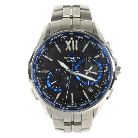 CASIO OCEANUS クロノグラフ ブラック/ブルー CASIO OCEANUS 腕時計 クロノグラフ ブラック/ブルー