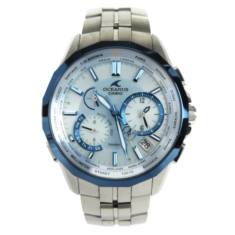 未使用級✨稼働 CASIO オシアナス マンタ 白蝶貝 電波タフソーラー デイト カシオ CASIO オシアナス OCEANUS マンタ MANTA 腕時計 クロノグラフ