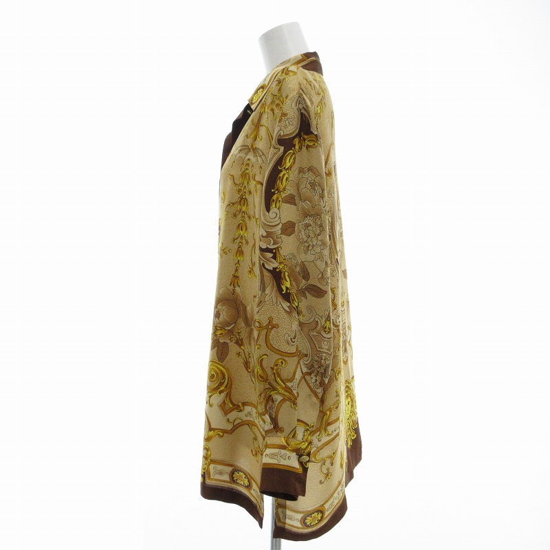 ボルボネーゼ BORBONESE オープンカラーシャツ 絹 シルク 長袖 総柄 42  