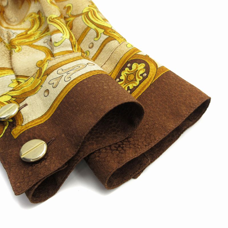 ボルボネーゼ BORBONESE オープンカラーシャツ 絹 シルク 長袖 総柄 42  