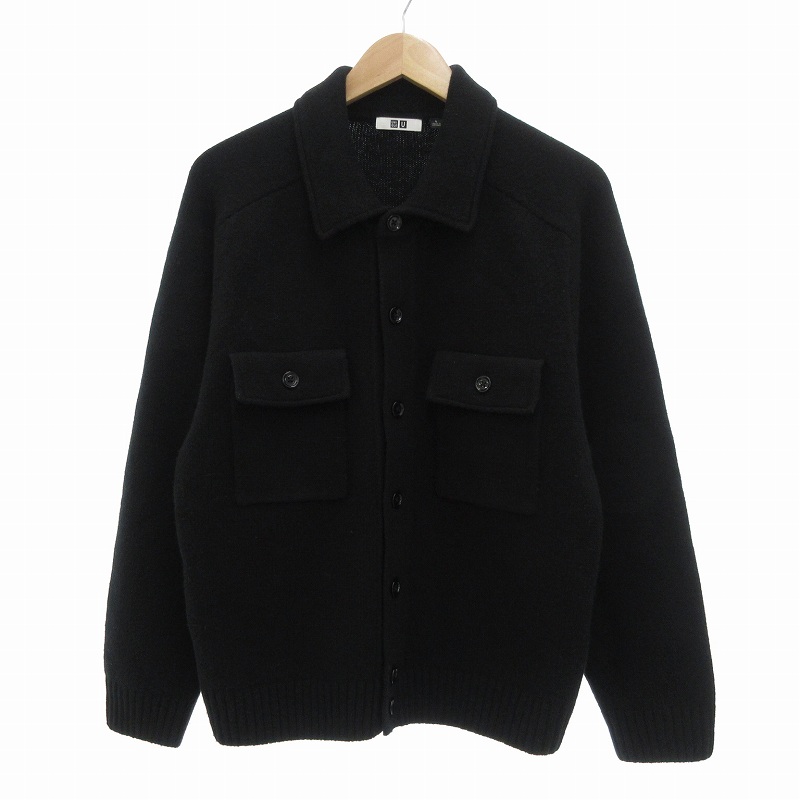 ユニクロ UNIQLO U 24AW ラムニットジャケット ウール L ブラック /UO 