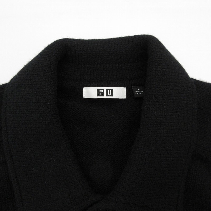 ユニクロ UNIQLO U 24AW ラムニットジャケット ウール L ブラック /UO 