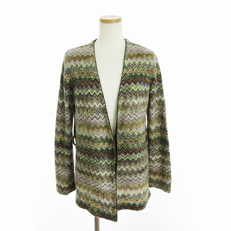 ミッソーニ MISSONI カーディガン 長袖 ボタンレス シェブロンボーダー 
