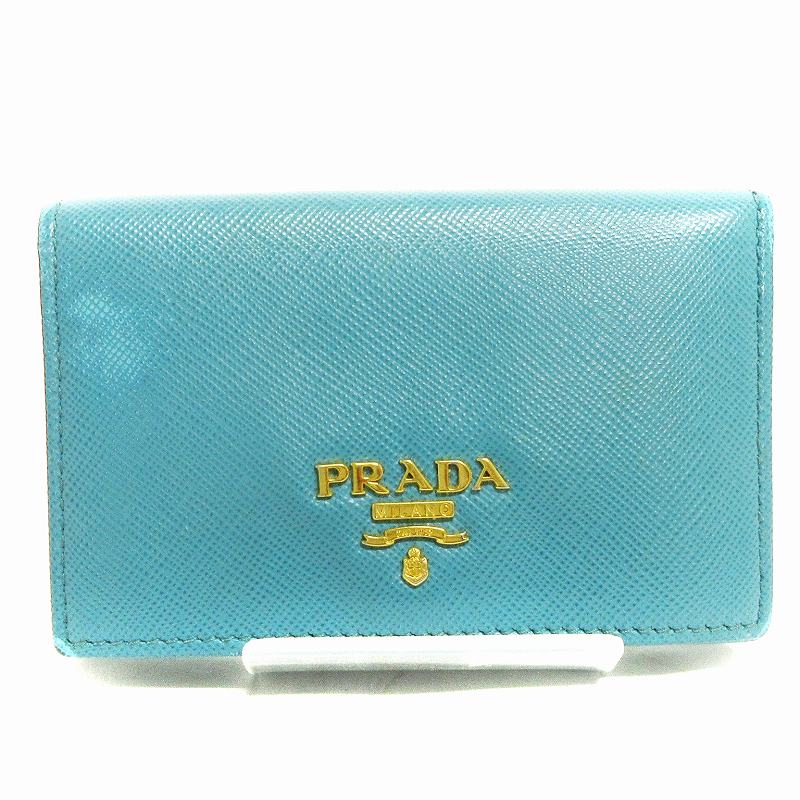 プラダ PRADA カードケース 名刺入れ サフィアーノレザー ターコイズ