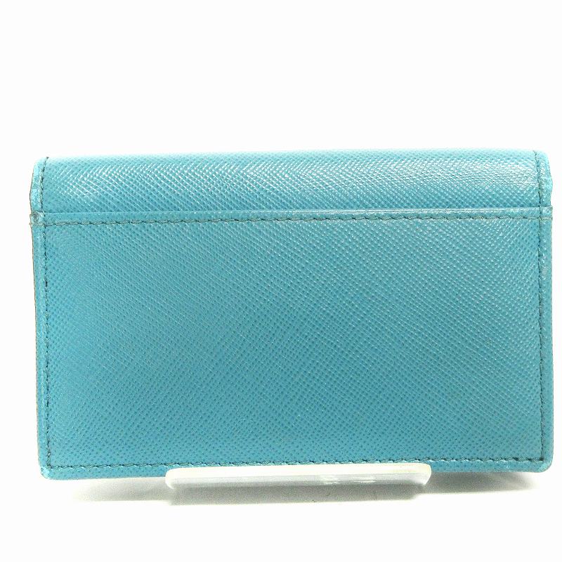 プラダ PRADA カードケース 名刺入れ サフィアーノレザー ターコイズ