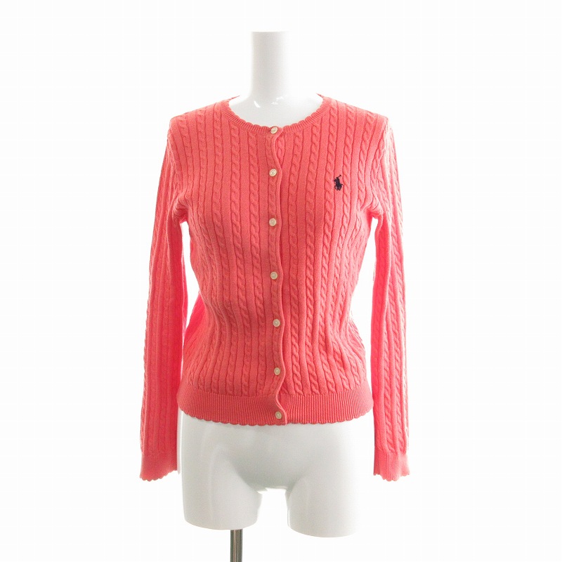 ポロラルフローレン　ピンク ケーブルニット カーディガン POLO RALPH LAUREN（ポロ・ラルフローレン） カーディガン ケーブル