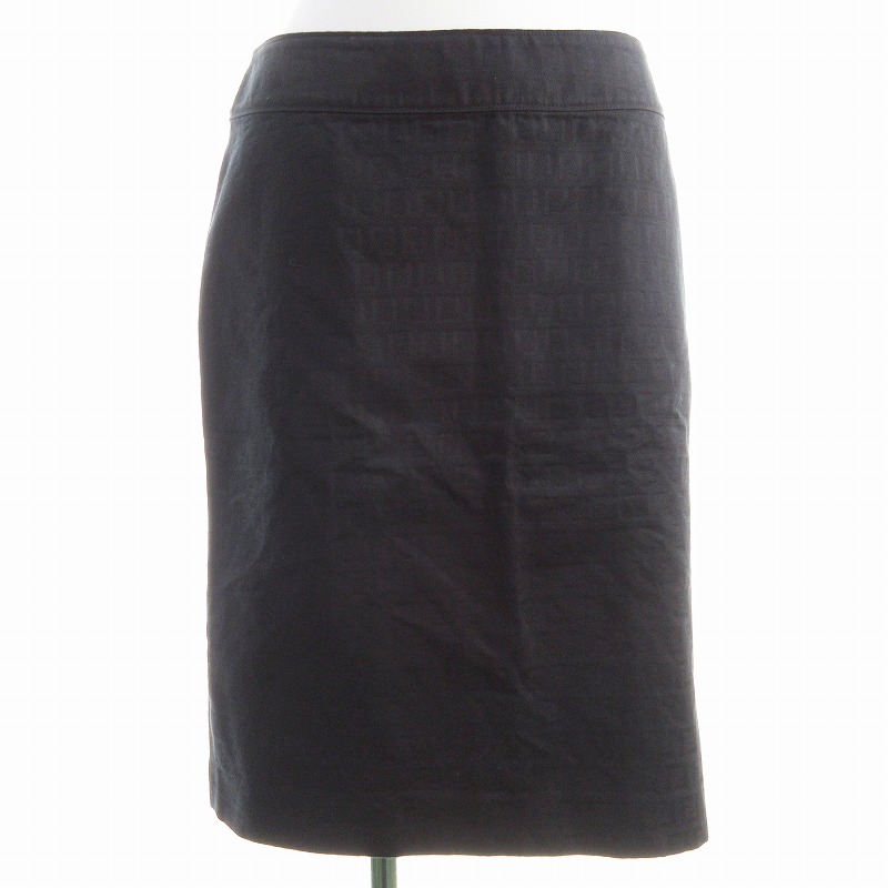 フェンディ FENDI タイトスカート ズッカ柄 コットン ひざ丈 黒