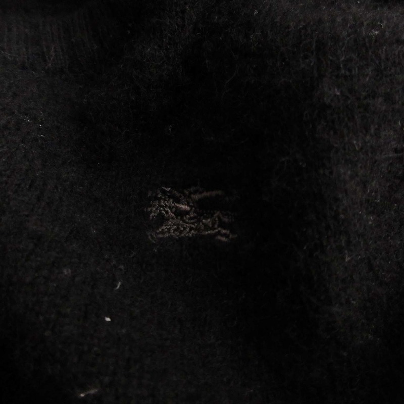 バーバリーブルーレーベル BURBERRY BLUE LABEL セーター ニット 半袖 パフスリーブ ウール カシミヤ混 ロゴ 38 M 黒