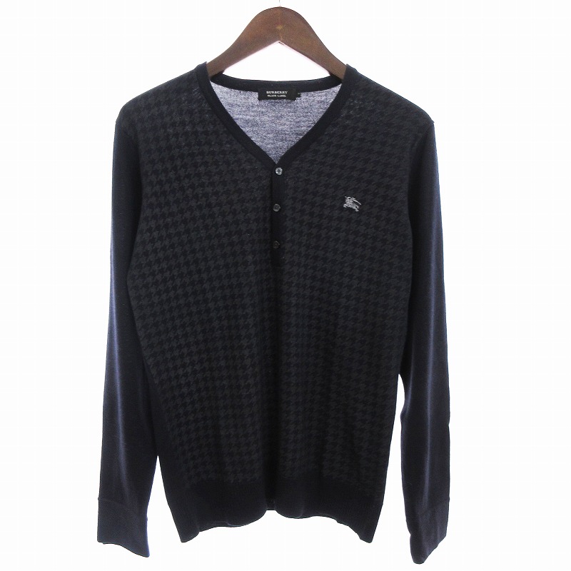 バーバリーブラックレーベル　ダークグレー 長袖ヘンリーネックカットソー BURBERRY BLACK LABEL - バーバリーブラックレーベル ヘンリー