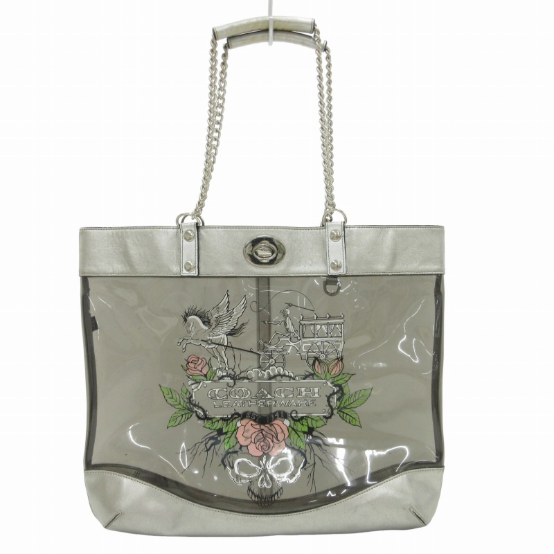 coachトートバッグ シルバー 中古・古着通販】COACH (コーチ