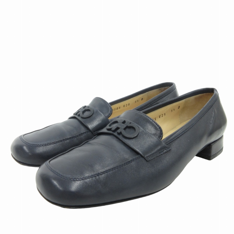 Salvatore Ferragamo ネイビーパンプス 24cm フェラガモ パンプス 24