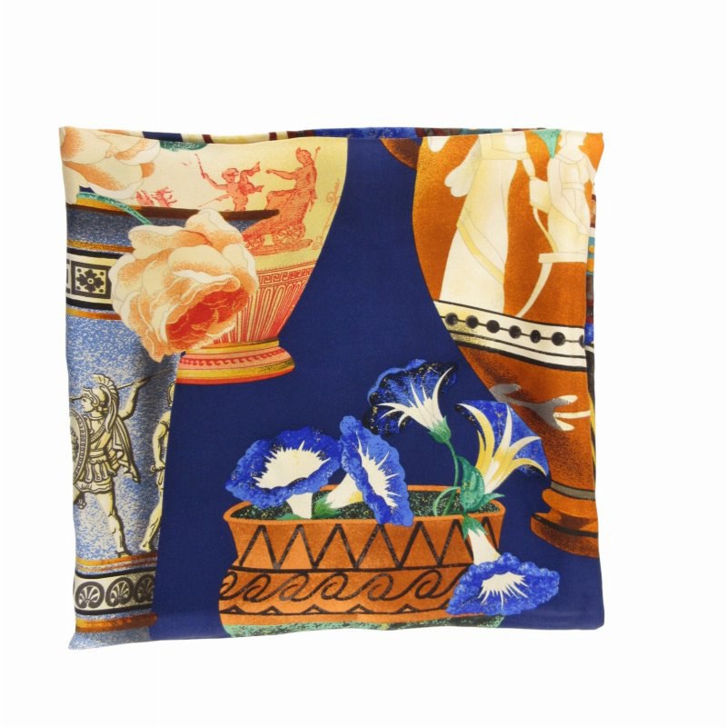 グッチ GUCCI スカーフ チーフ 花柄 シルク 絹 青 ブルー /FF 0826