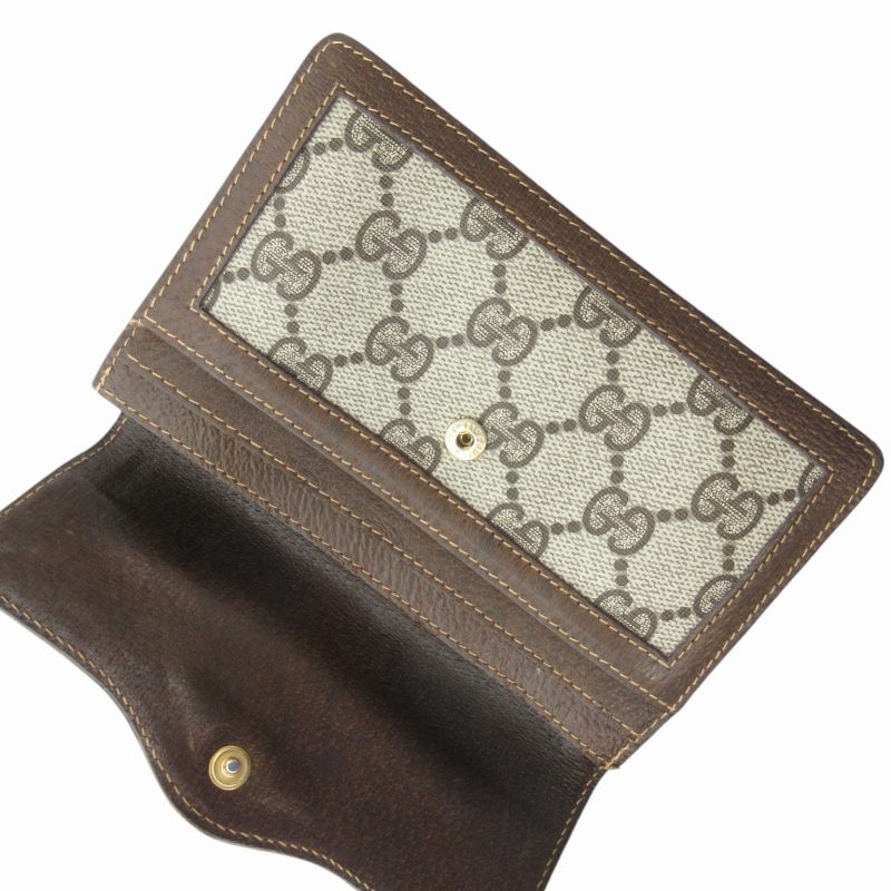 GUCCI オールドグッチ 札入れ GGキャンバス シェリーライン ネイビー