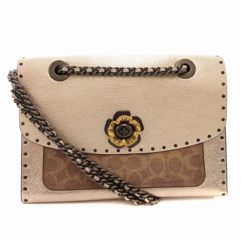 コーチ COACH パーカー シグネチャーリベット スネークスキン チェーン 