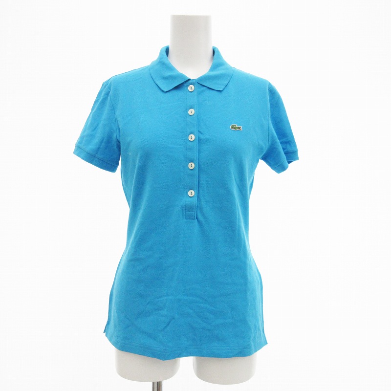 LACOSTE」 半袖ポロシャツ 36 ブルー レディース LACOSTE（ラコステ
