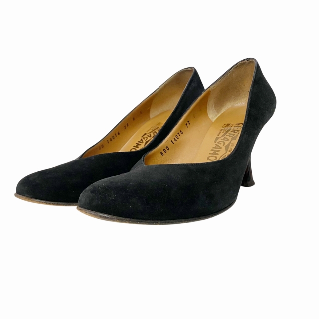 Ferragamo フェラガモ 黒 ベルベット ミュール 6 Ferragamo フェラガモ 黒 ベルベット ミュール 6