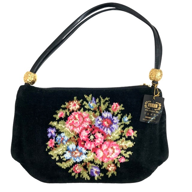 フェイラー FEILER ハンドバッグ ミニトート 花柄刺繍 フラワー 