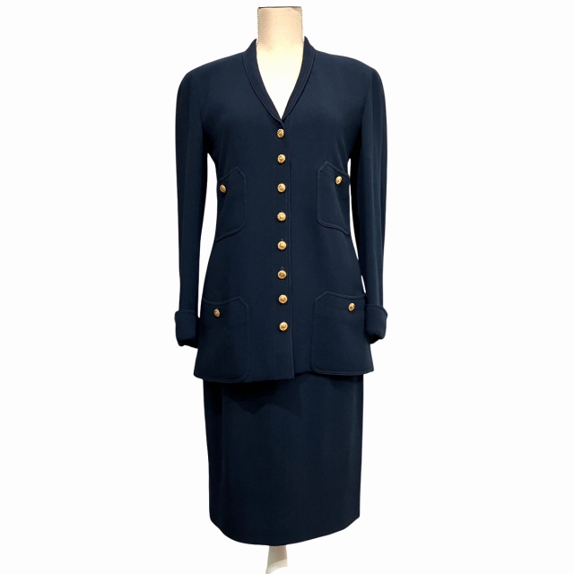 美品】 CHANEL シャネル スーツ セットアップ ネイビー