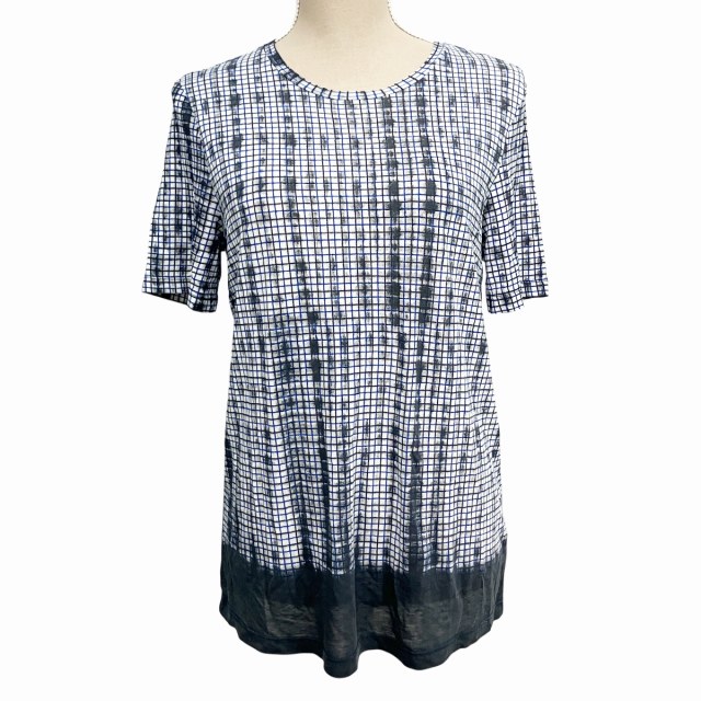 トリーバーチ TORY BURCH 美品 Tシャツ カットソー チェック 総柄 白