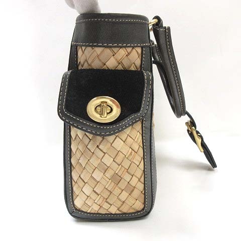COACH ストロートートバッグ ベージュ×ブラック Coach ストロー トートバッグ ベージュ - メルカリ