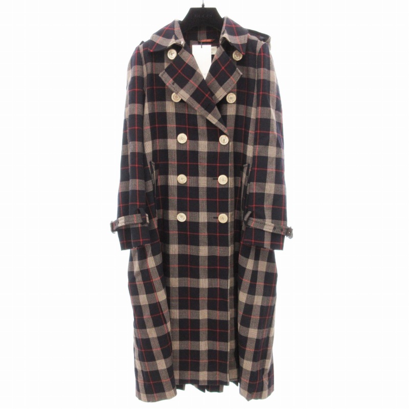 GUCCI グッチ ウールトレンチコート グッチ GUCCI 美品 ウールトレンチコート ロング丈 背面プリーツ