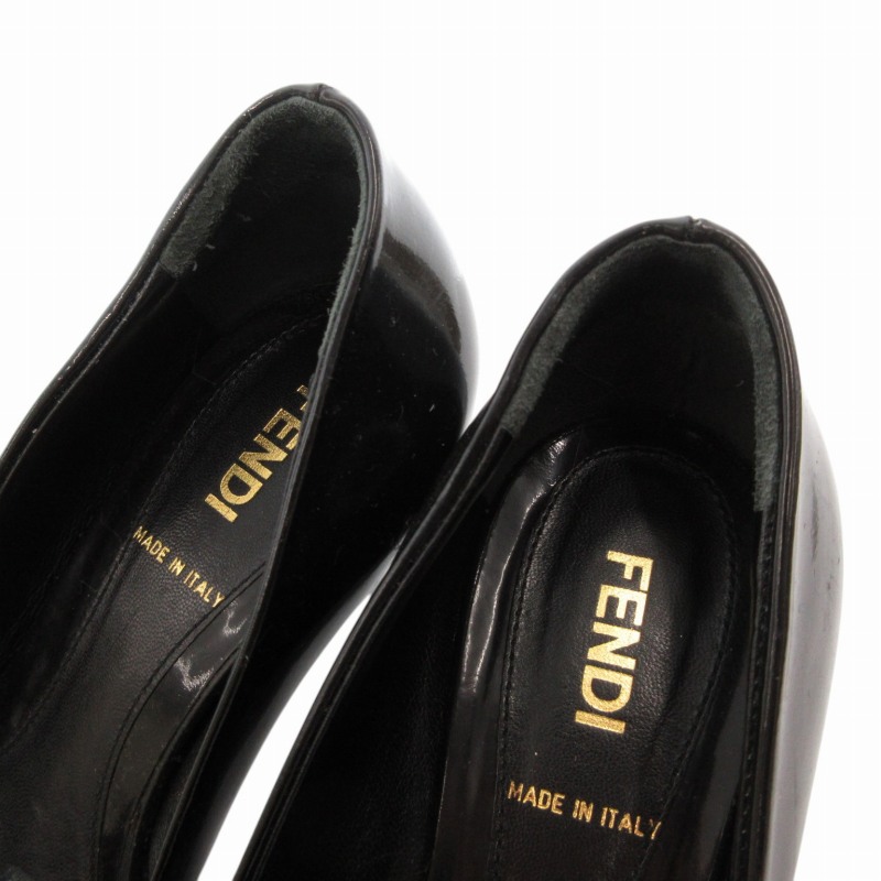 フェンディ FENDI パンプス シューズ コーンヒール エナメル 34 1/2