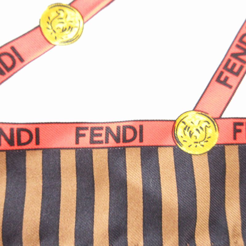 フェンディ FENDI スカーフ バンダナ チーフ ロゴ 総柄 メダル柄