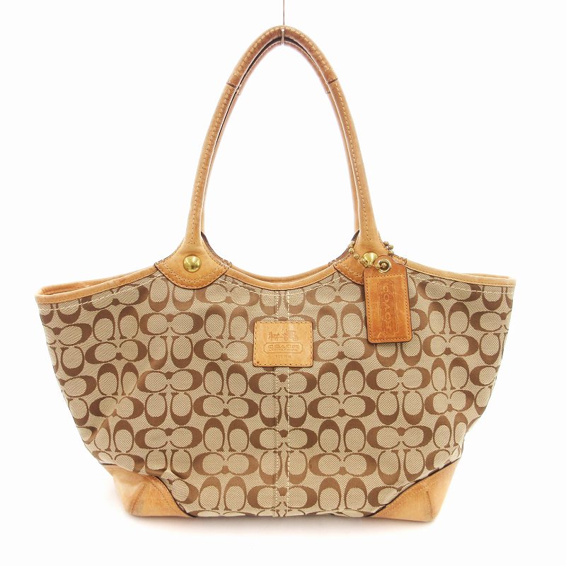 コーチ COACH シグネチャートートバッグ キャンバス レザー切替 