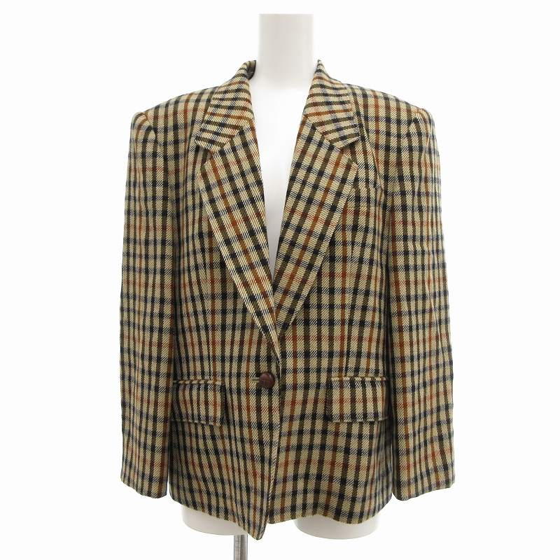 ■DAKS アイボリー チェック アルパカ混紡 ジャケット DAKS(ダックス) 茶色 チェック 裏地 ジャケット □DAKS