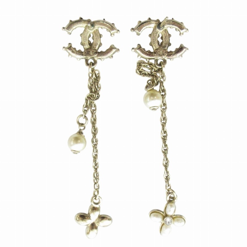 シャネル CHANEL C19 チェーンピアス ココマーク ラインストーン