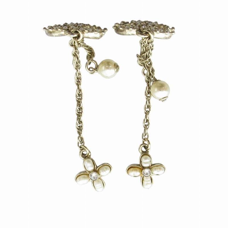 シャネル CHANEL C19 チェーンピアス ココマーク ラインストーン