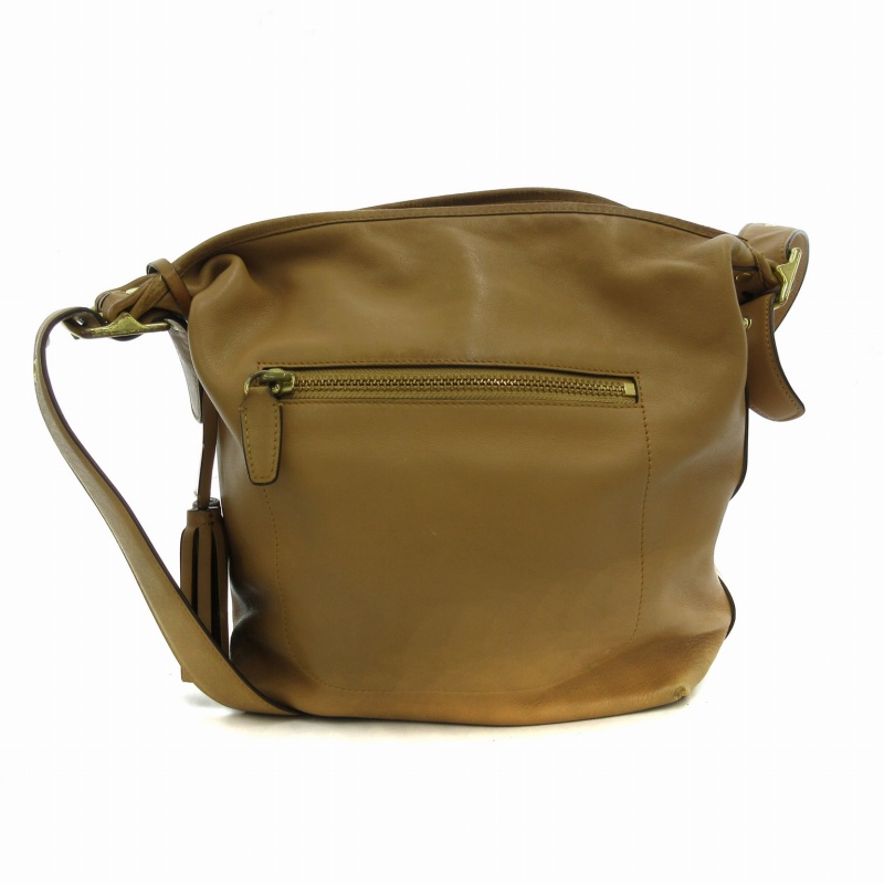 コーチ COACH レガシー ダッフルショルダーバッグ レザー タッセル 茶 